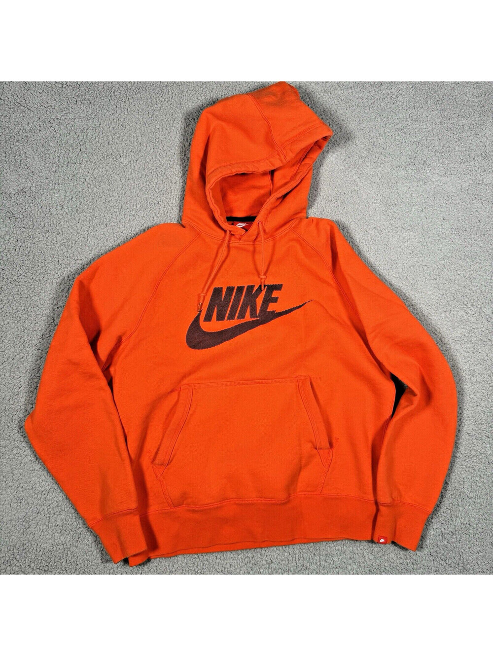 Nike Medium Center Swoosh Orange Hoodie Re Tag Sweatshirt Pullover Y2K